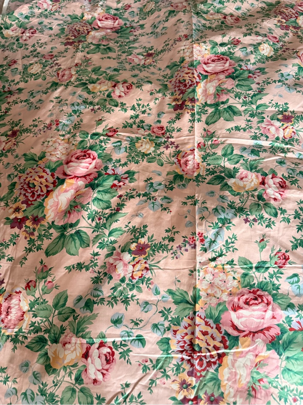 Vintage Jay Yang Shabby Floral Polished Chintz Cabbages Fabric 8 Yds Roses - Picture 3 of 8
